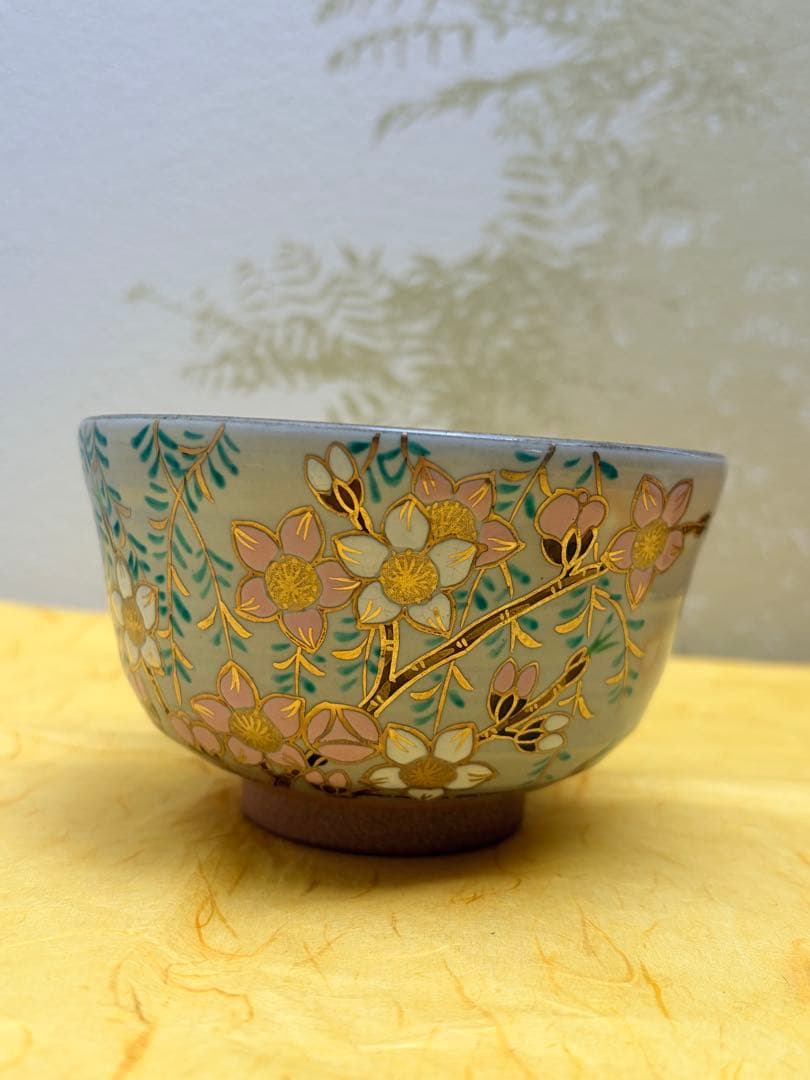 抹茶茶碗 乾山写 橋本紫雲 桃柳 共箱・陶歴栞付 茶道具 裏千家 表千家