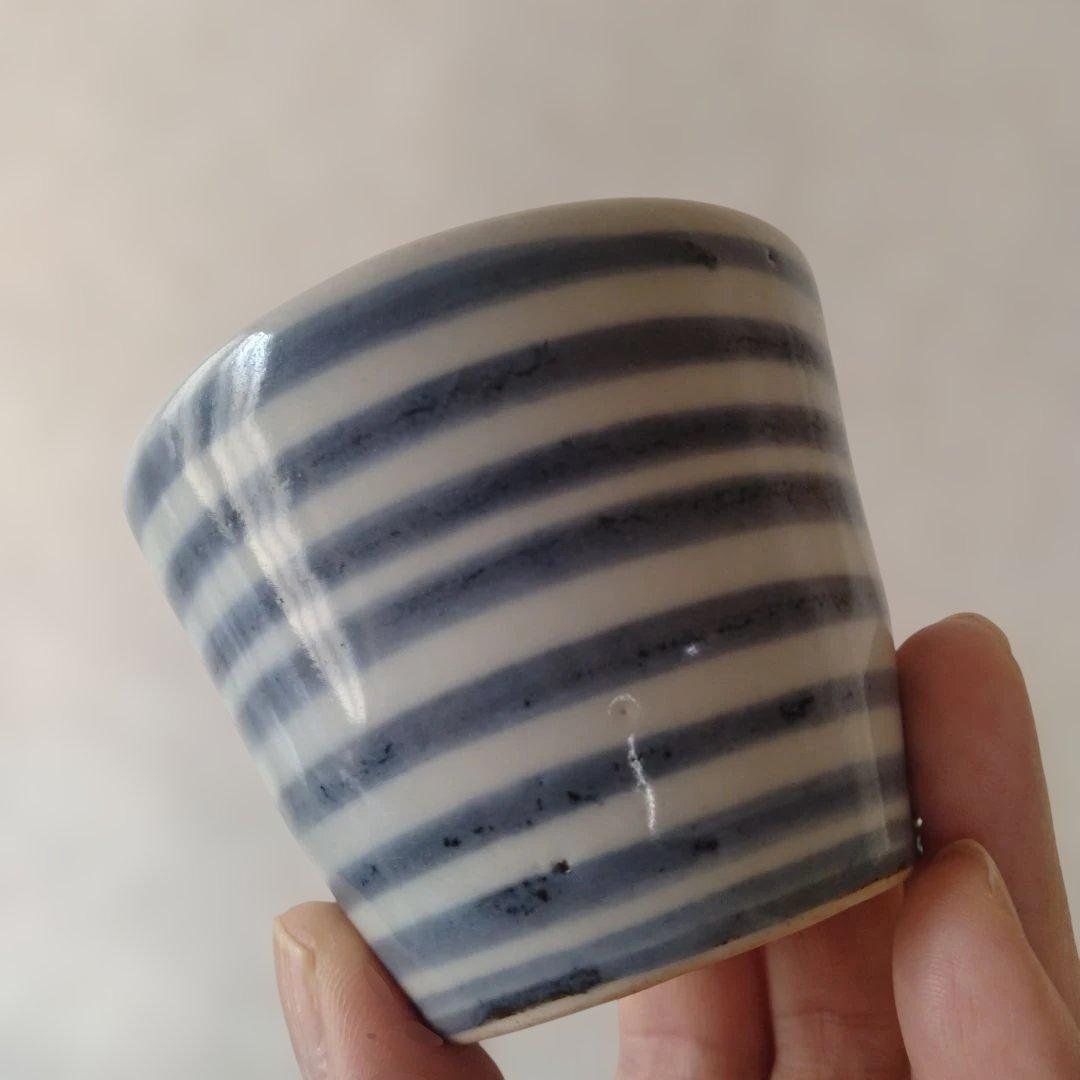 古伊万里染付輪線文蕎麦猪口