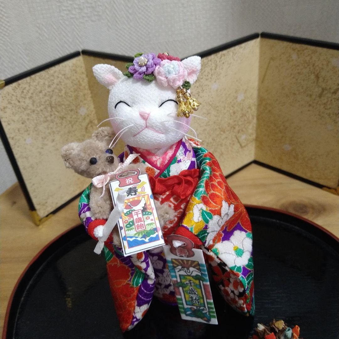ちりめん細工くまさんと一緒に七五三詣り