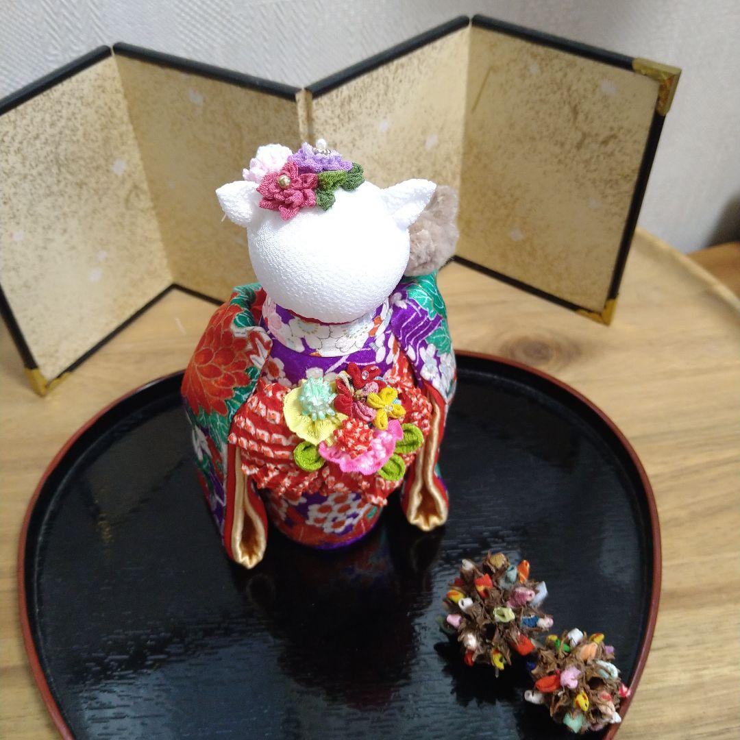ちりめん細工くまさんと一緒に七五三詣り