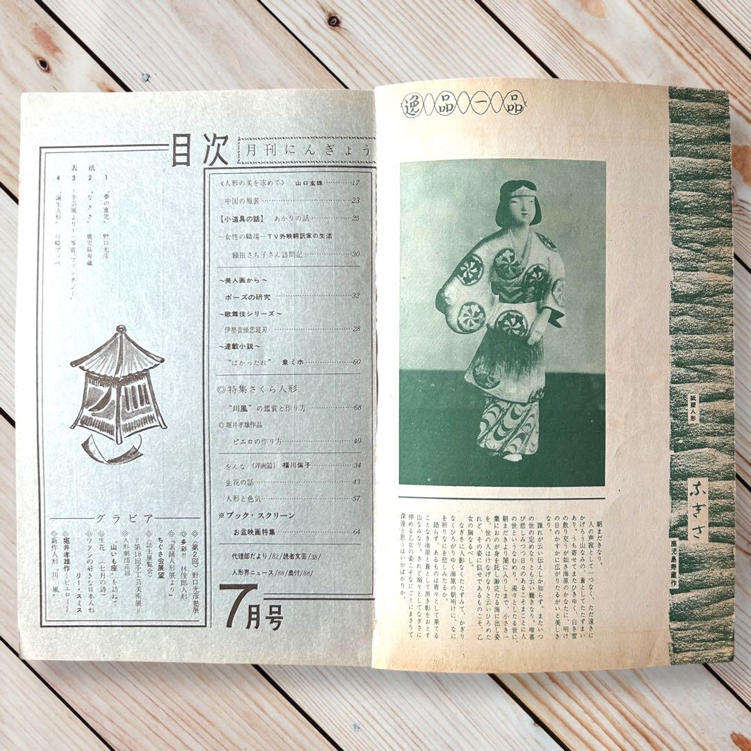 昭和35年月刊にんぎょう7月号 川崎プッぺ/野口光彦/林俊郎/ポーズ人形/レトロ