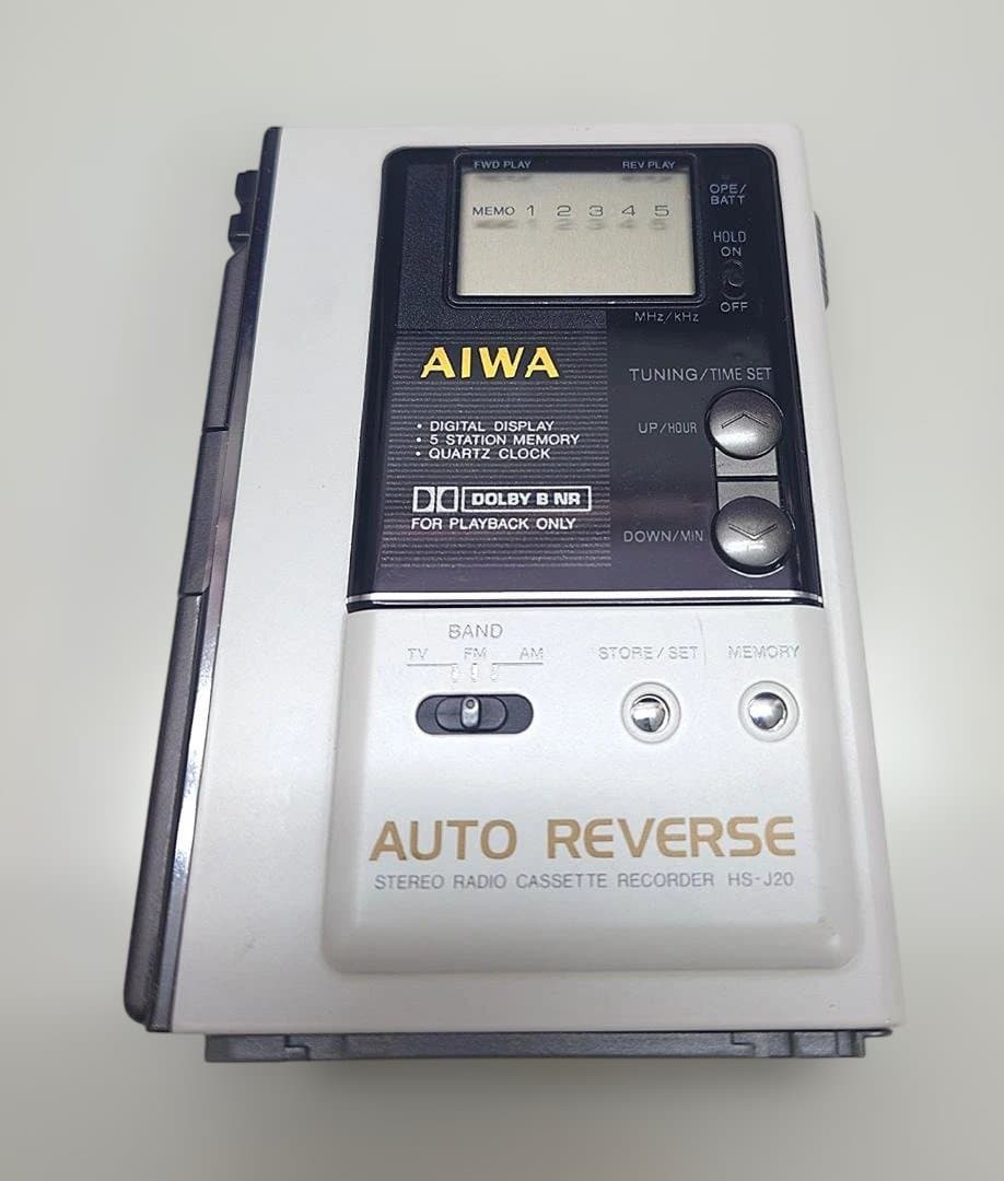 AIWA HS-J20 カセットプレーヤー 通電確認 専用袋付