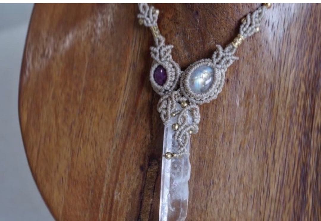 ネックレス・ペンダント Rainbow Moonstone x Star Ruby Necklace
