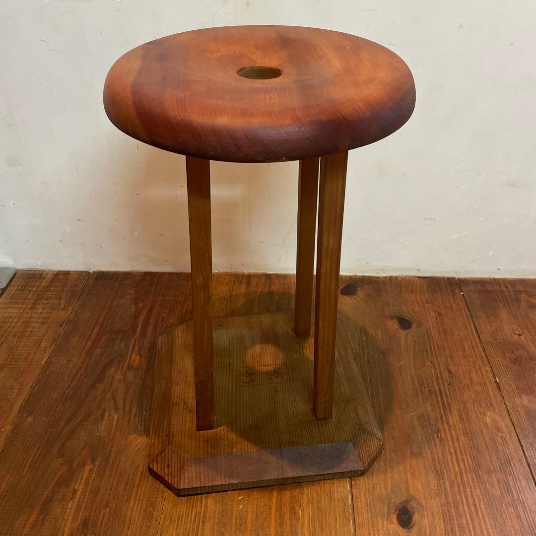 美品　木製　丸台　組紐　古道具　台