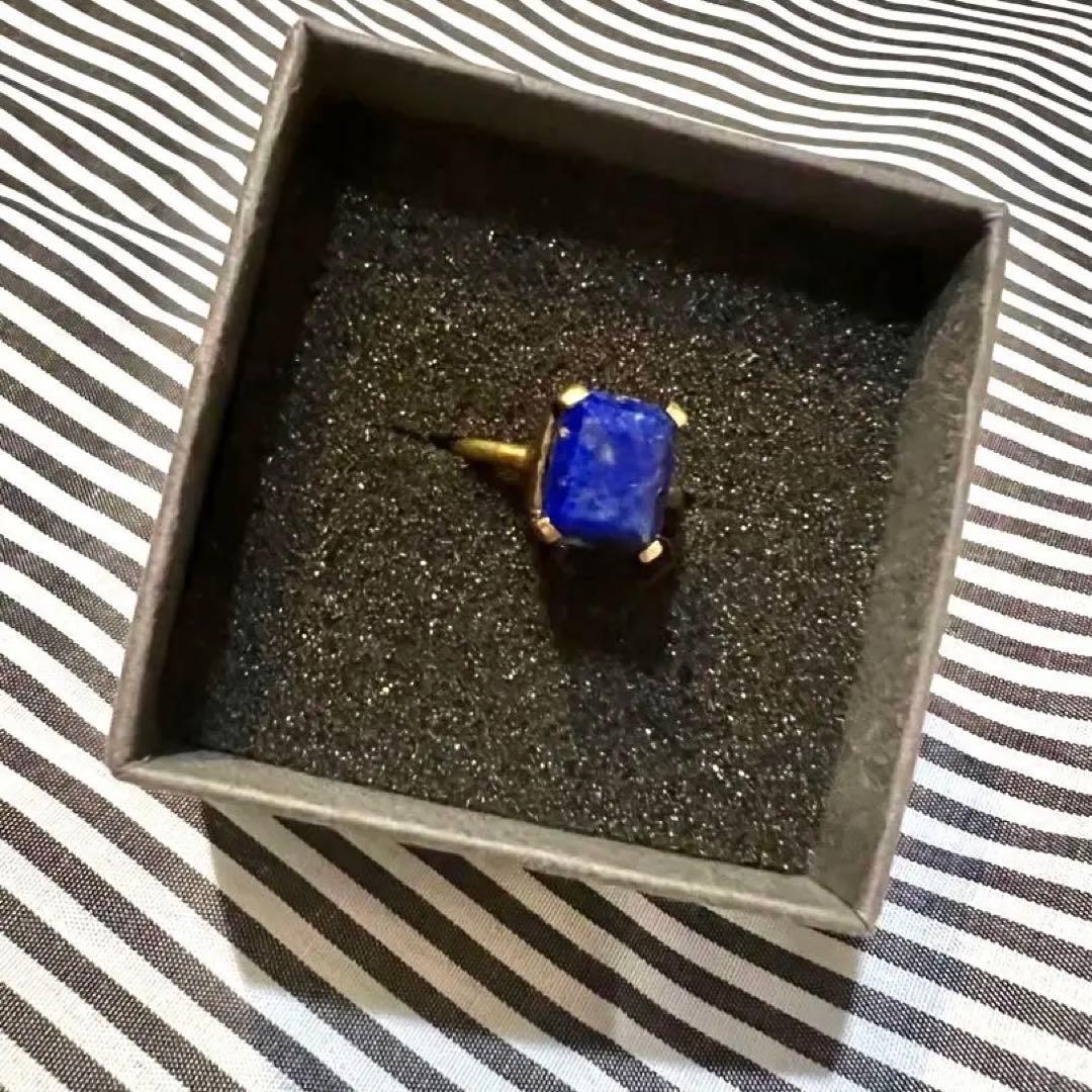 ラピスラズリ リング  9号 指輪 アンティークゴールド