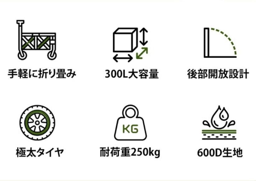 アウトドアワゴン キャリーワゴン キャリーカート 折りたたみ 大型 ワイドタイヤ