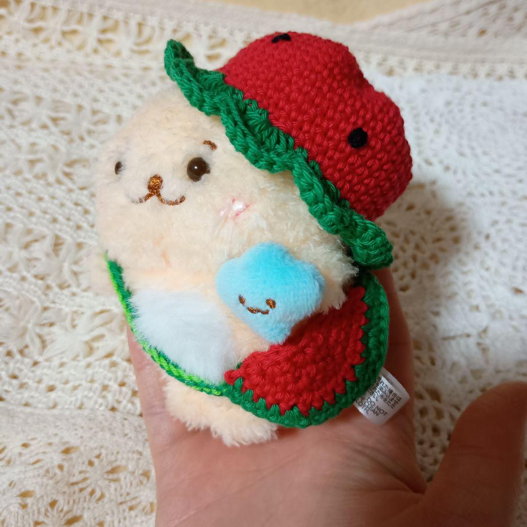〇うなち〇　ピンクフラワー帽子、スイカ帽子(赤と黄色)3点セット売り