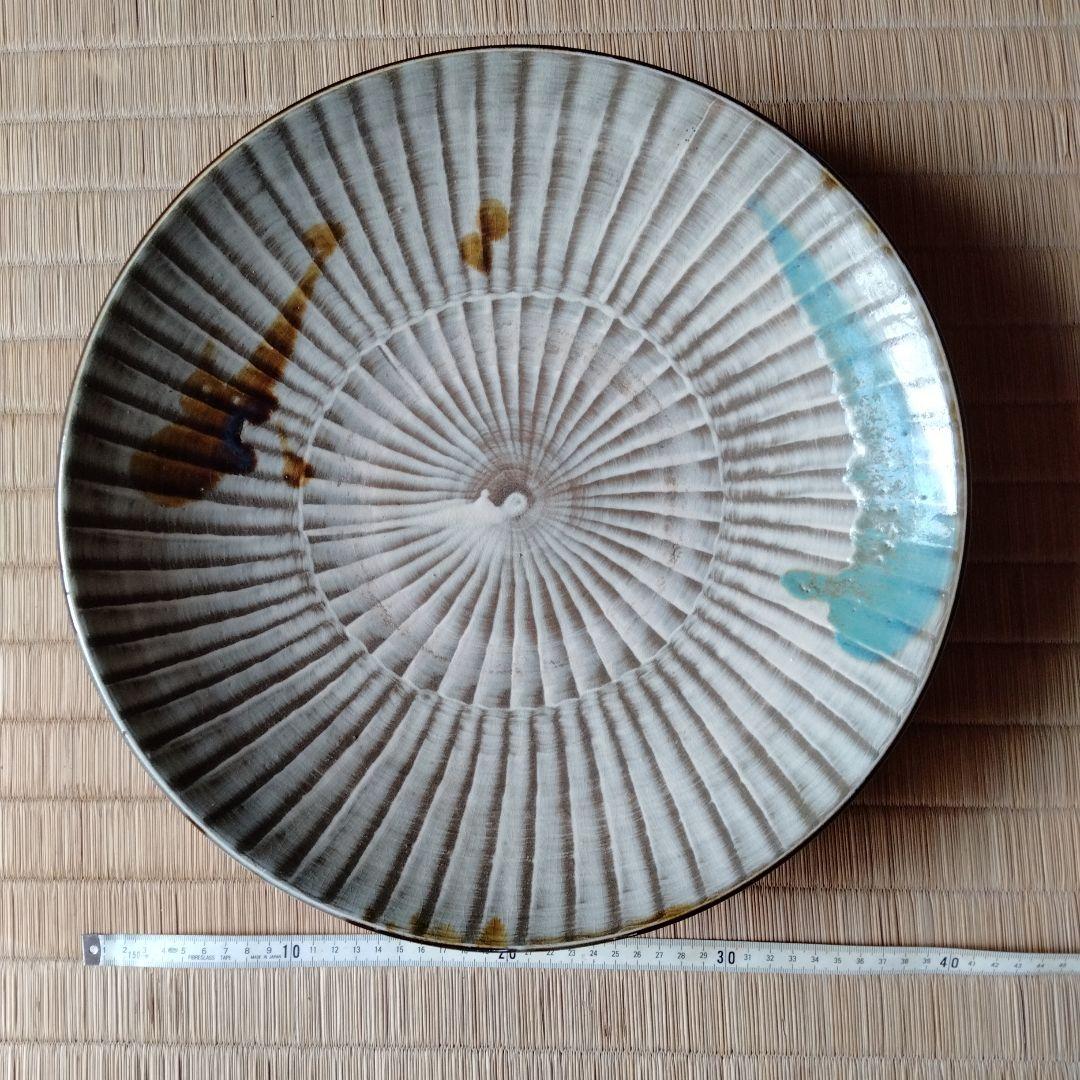 小鹿田焼 刷毛目 打ち掛 38センチ 大皿