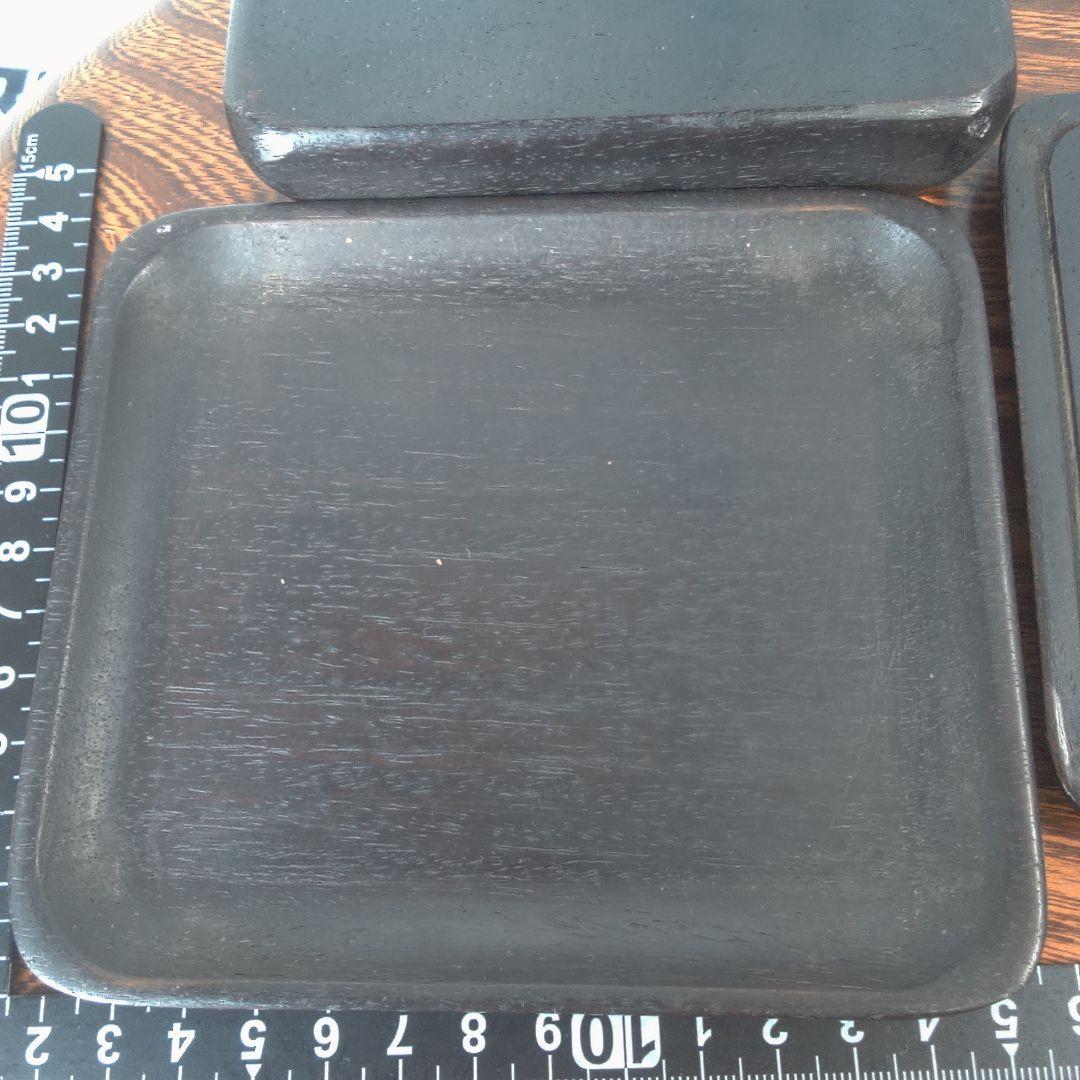 骨董６ 唐木？ 中国？木製円形茶道具 蓋付き 約10cm