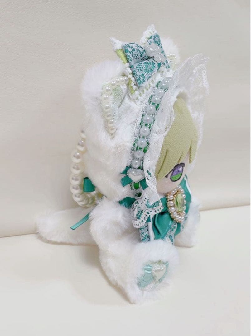 ♥水色♥おすわり♥12.5cm♥ぬい服♥いつぬい♥ちびぐるみ♥ネコ♥W49