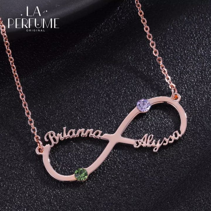 名入れ♡ダブルネーム✨バースデーストーン2個♡インフィニティ✨ネックレス 手作り