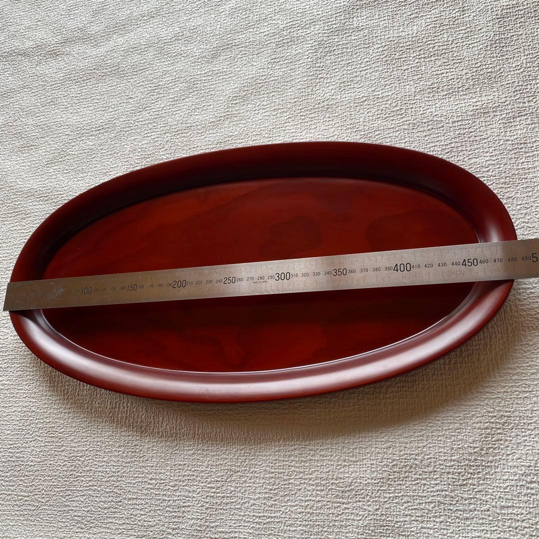 極美品✨希少サイズ✨紀州塗　春慶塗　くりぬき小判盆 厚型 お盆 トレー