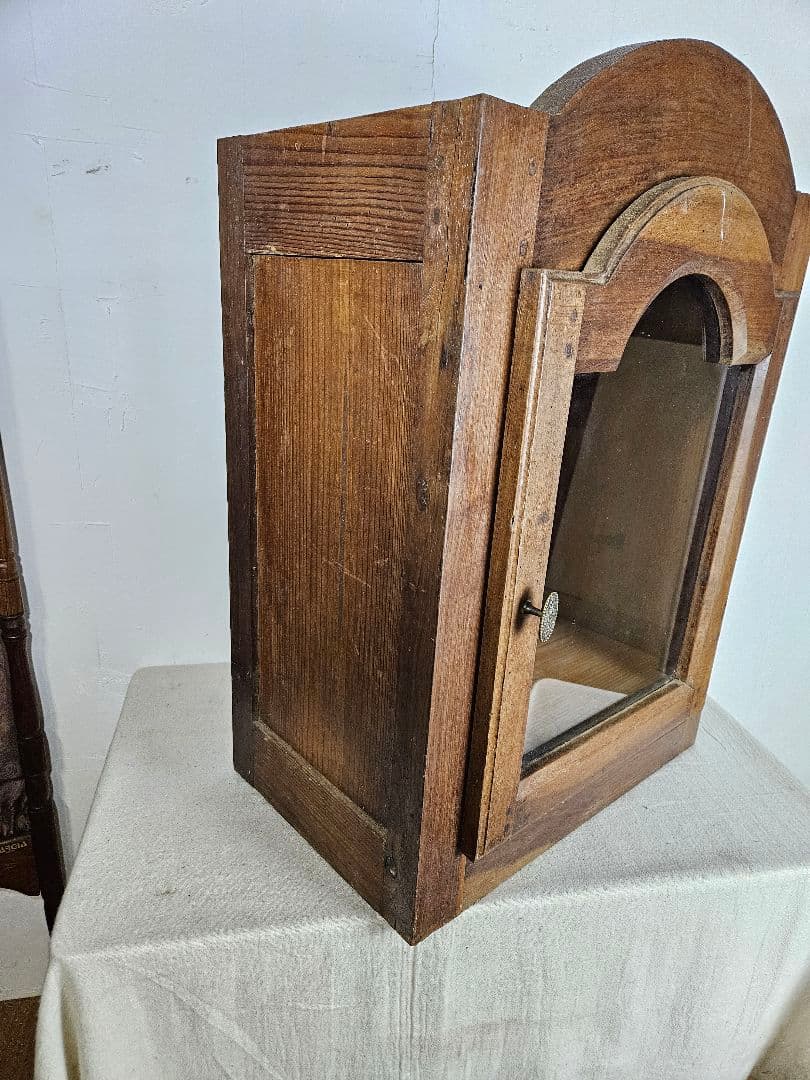 France antique 古い木のガラスケース ウォールキャビネット 木製
