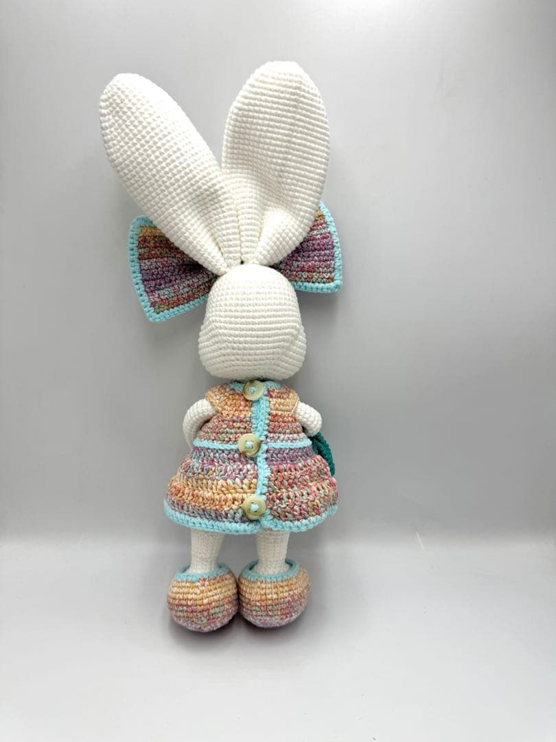 【ハンドメイド】 編みぐるみ　大柄 うさぎちゃん 6点セット