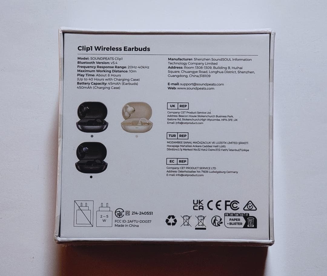 新品 Soundpeats Clip1 Black イヤーカフ型イヤホン