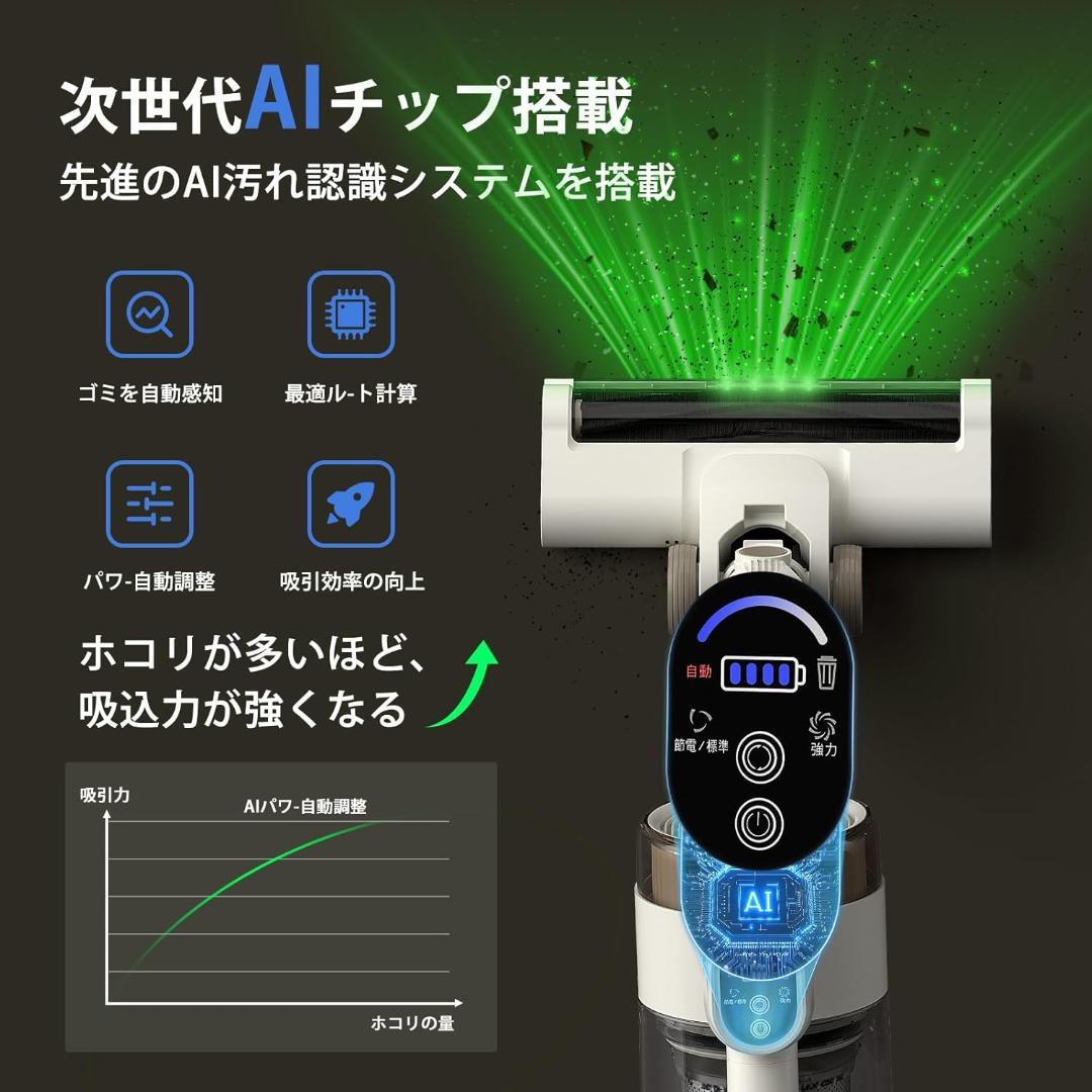【新品 未使用品】コードレス掃除機自立式 75KPa超強力吸引 完全自立