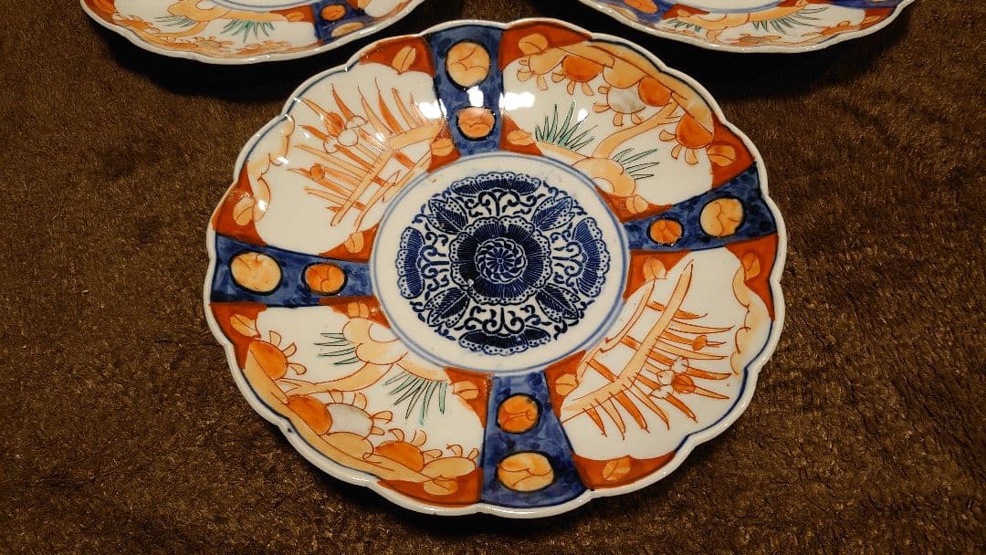 古伊万里　伊万里　色絵　華の図　大皿　３客