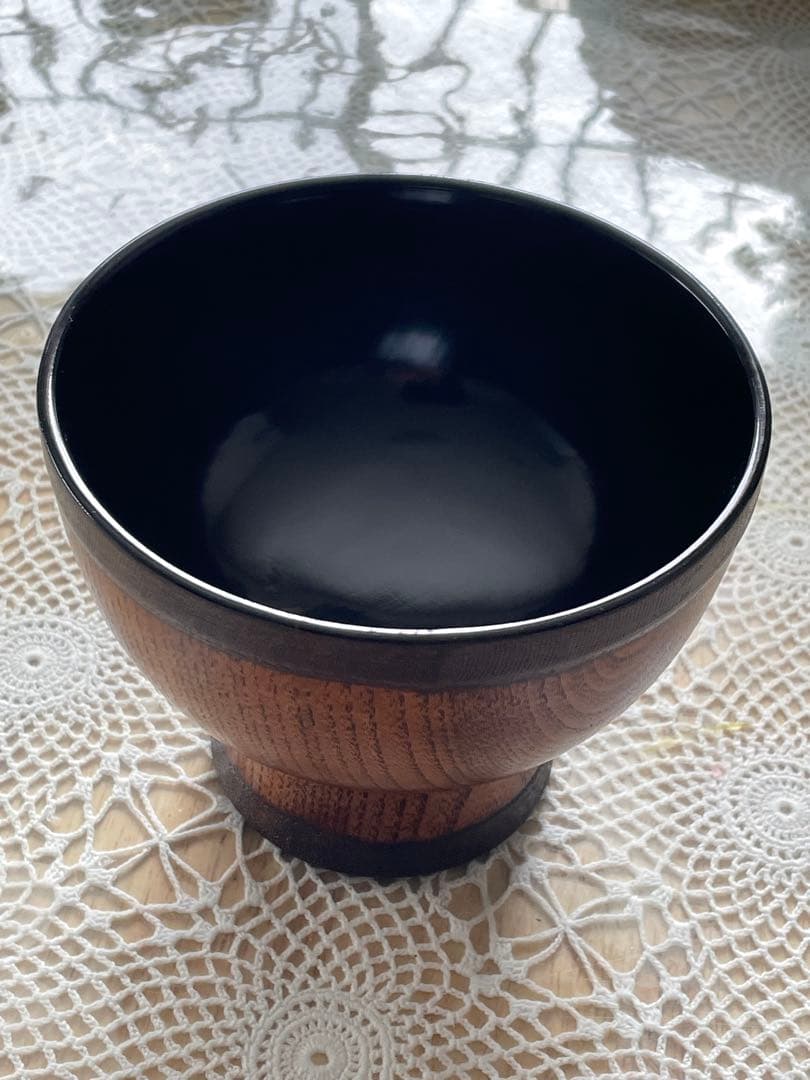 高台付きの椀　天然木　漆器