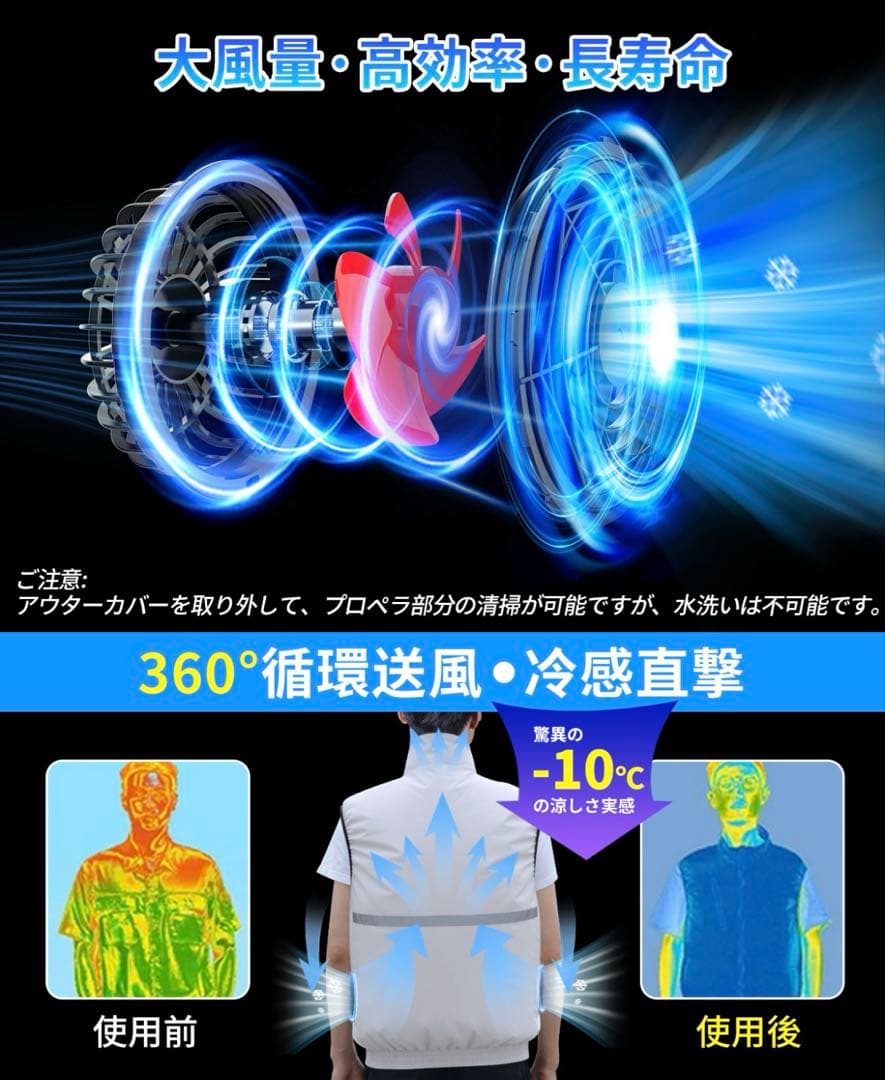 大特価✨空調作業服 ファンバッテリーセット　24v 4段階調節　最大24時間稼働