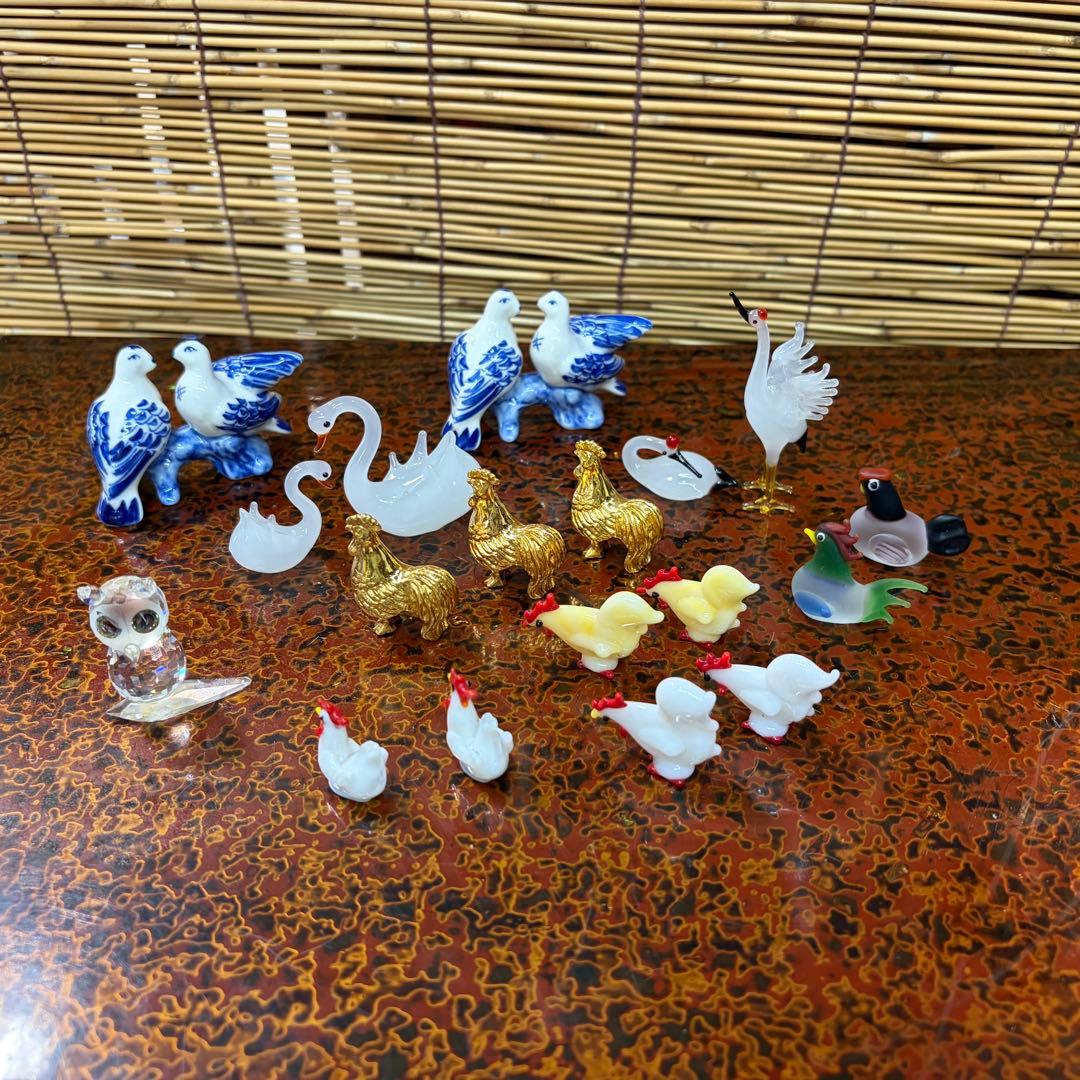 鳥の置物セット（ガラス・陶器.金属製） ２０匹 可愛い めちゃくちゃ激安