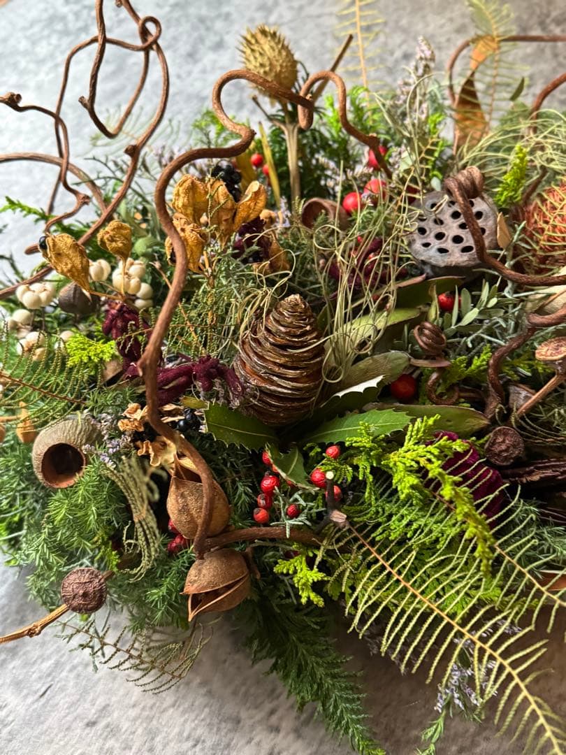 ドライフラワー クリスマス 正月飾り オブジェ リース 約45cm