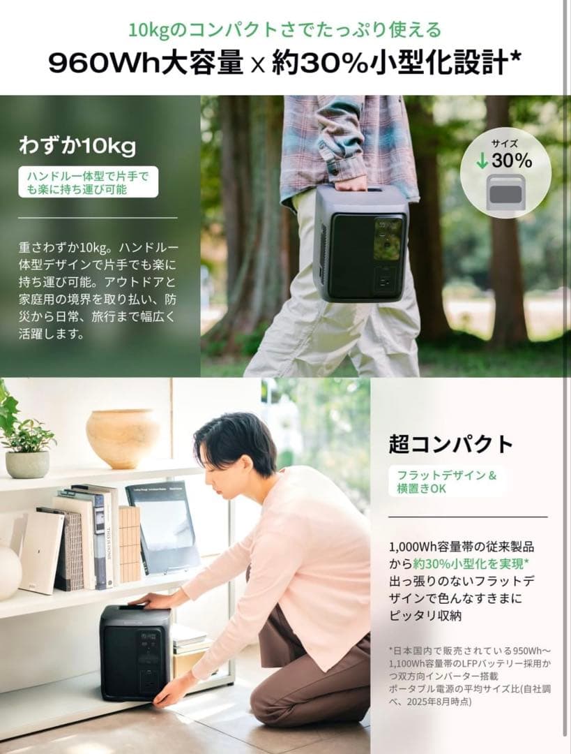 ECOFLOWエコフローDELTA3 1000 Air ポータブル電源