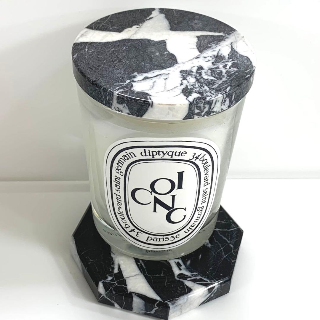 diptyque「アンティークマーブル　キャンドルリッド&スタンド」セット