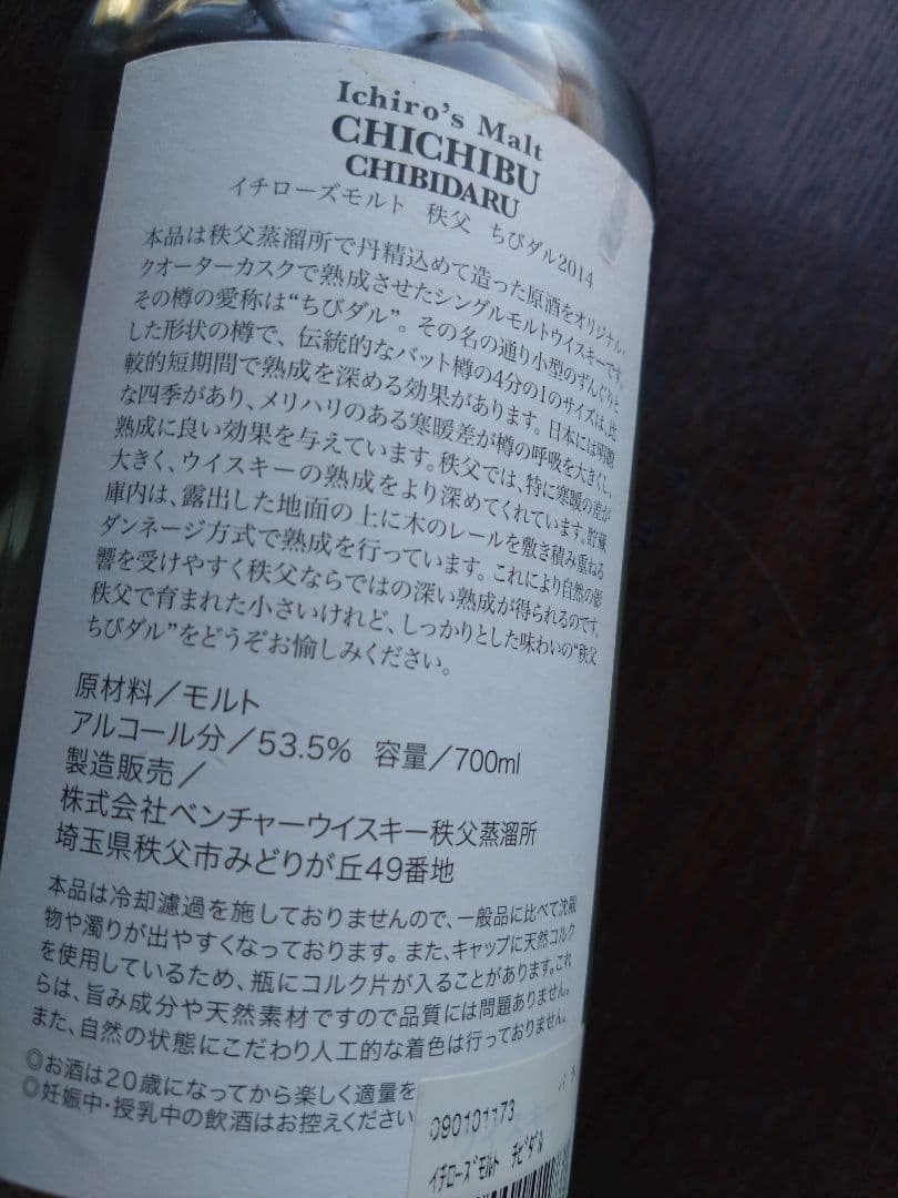イチローズモルト 秩父 Ichiro's Malt 空き瓶 ちびダル 2014
