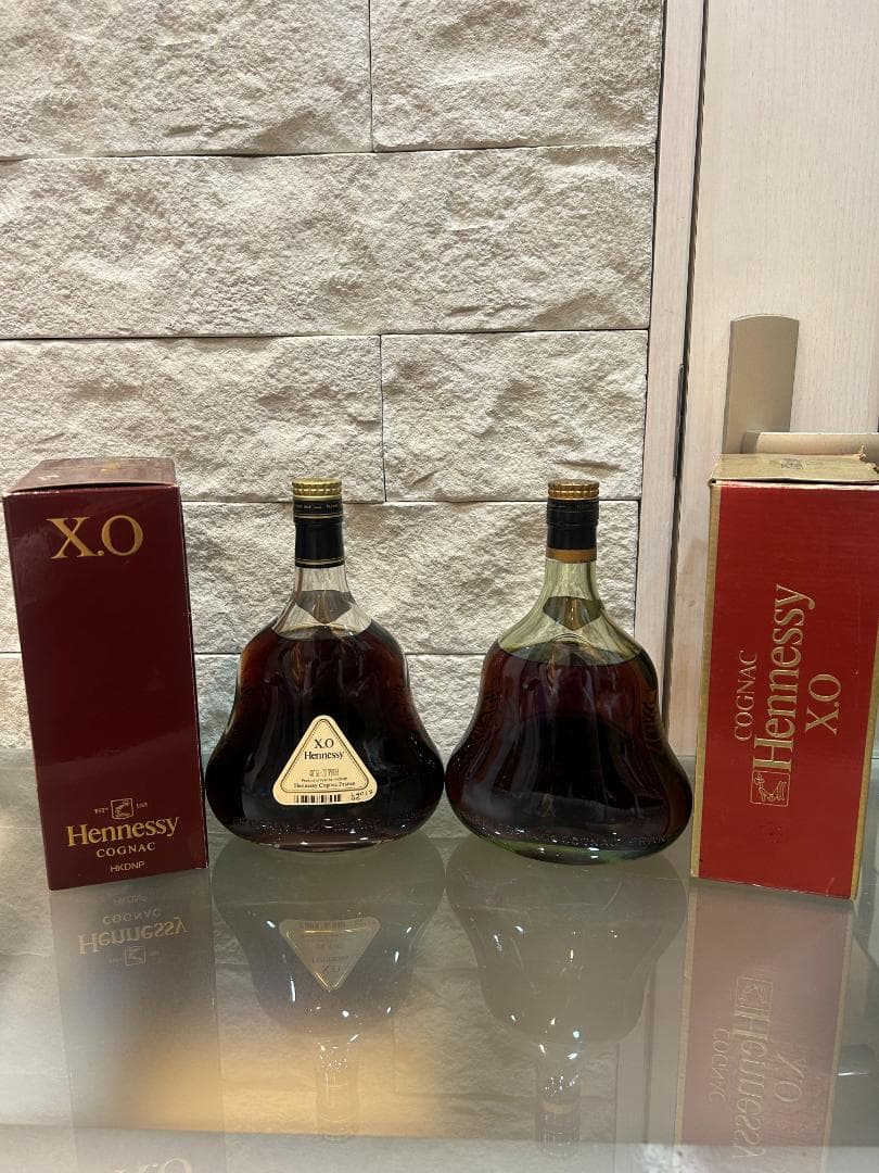 未開栓 Hennessy XO 2本 金キャップ クリアボトル グリーンボトル