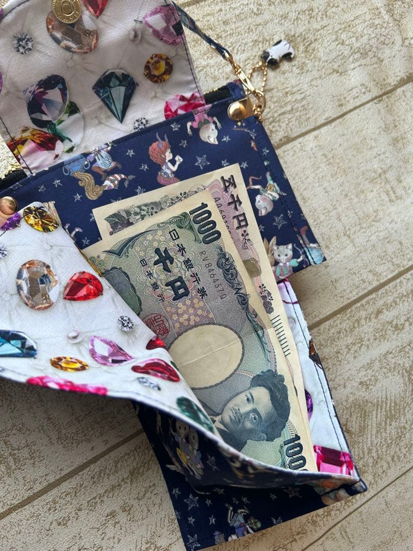 軽量薄型♡お札入れ付きケース　星座ネイビー ジョリーフルール 財布
