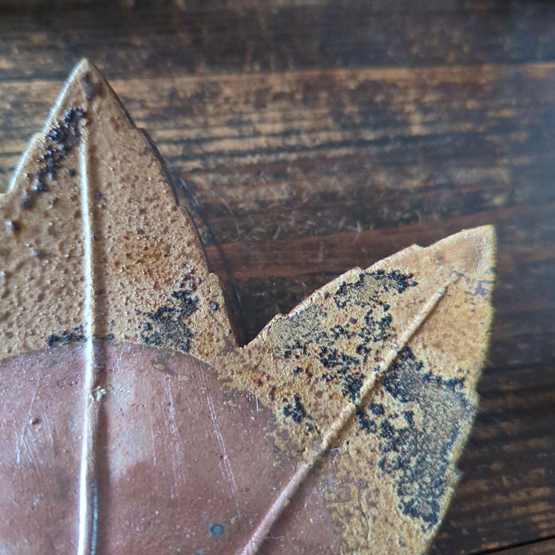 骨董品　陶芸　茶道具　備前焼　藤原陶臣　向付　料亭　割烹　紅葉銘々皿　葉皿　5枚