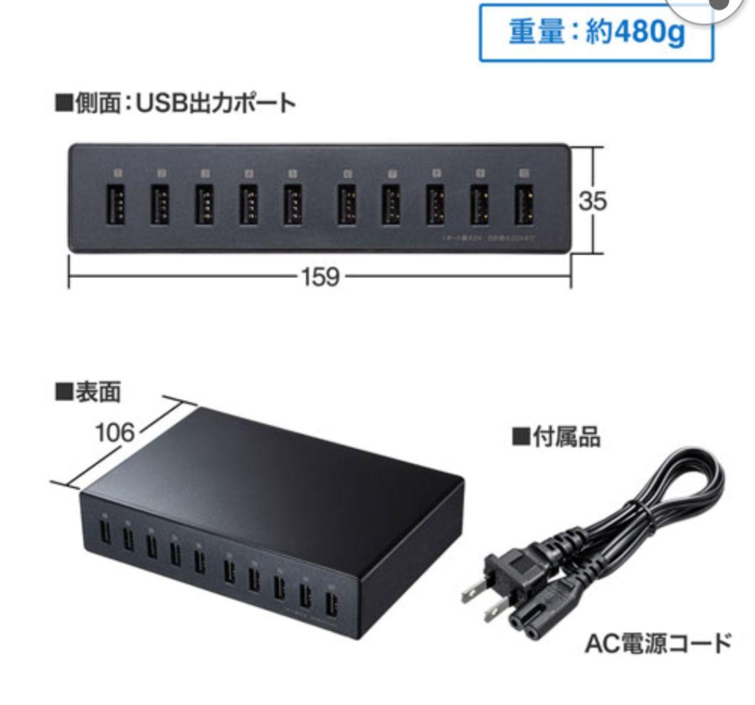 【未使用品】サンワサプライ ACA-IP68 USB充電器