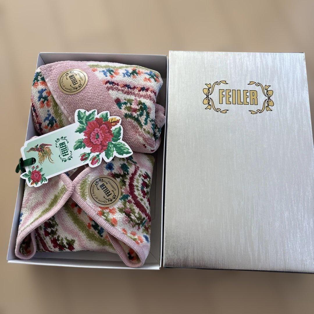 FEILER タオルセット 花柄刺繍 ギフトボックス入り