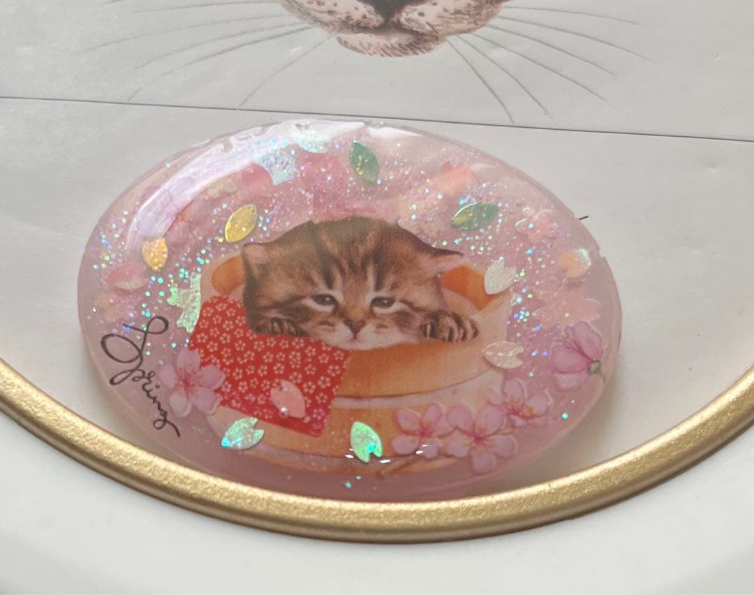 レジンヘアゴム桜の下でいい湯だな.•♬猫ちゃん