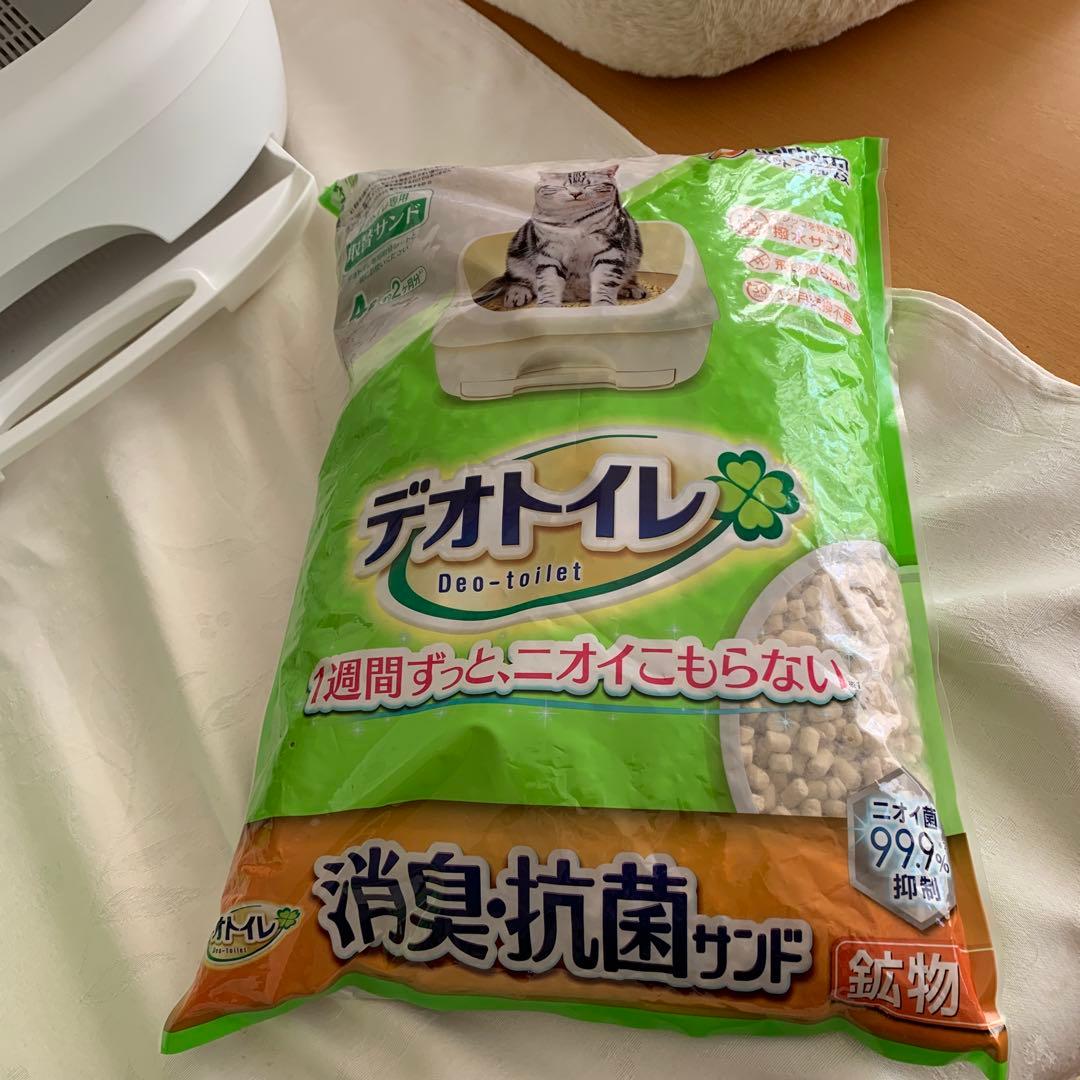 ユニチャーム猫デオトイレフード付き本体セット 消臭抗菌サンドシートとベッドの5点