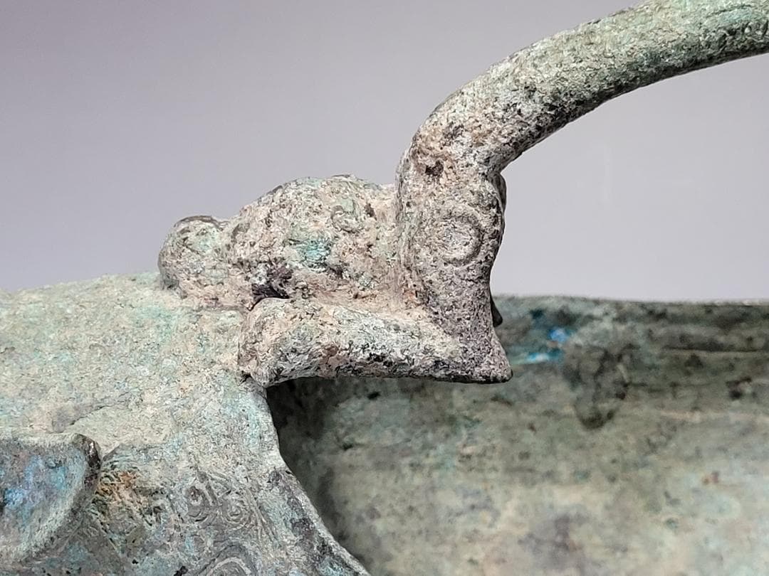 青銅造 神獣型 三足 香炉 唐宋時代 幅約28cm