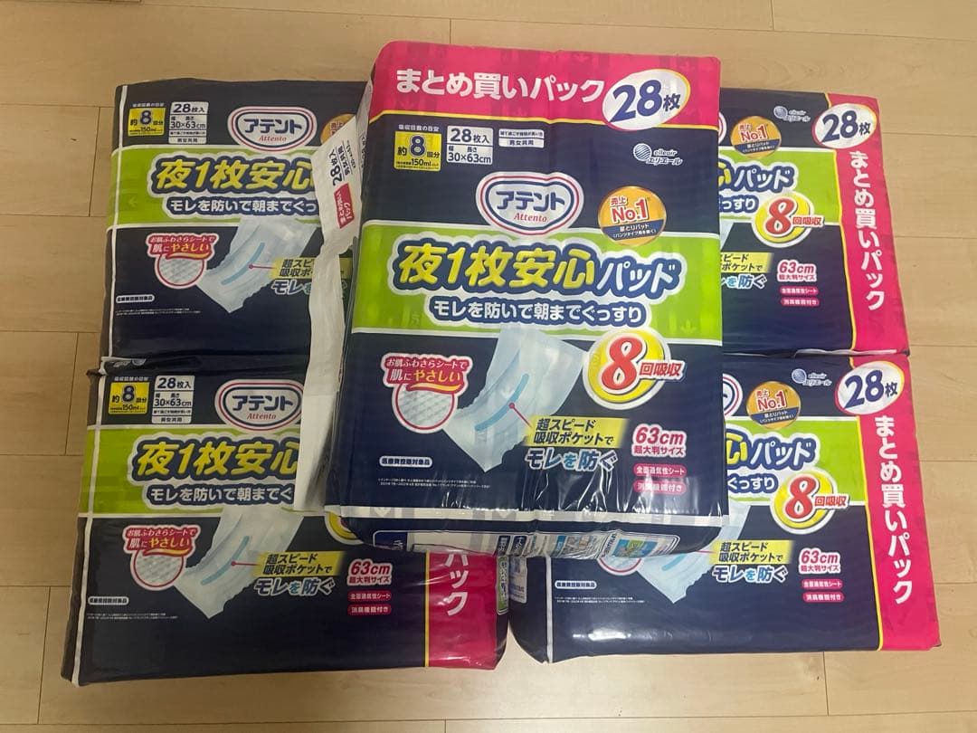 エリエール アテント 夜1枚安心パッド 8回吸収28枚入り 5セット