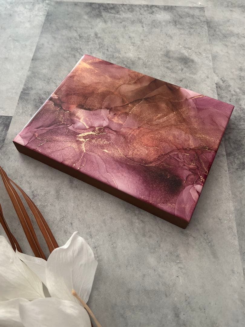 5.アルコールインクアート 原画 レジン加工 1点もの brown