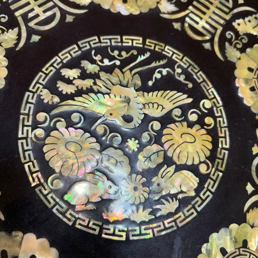 韓国伝統工芸 螺鈿細工 丸角座卓 ちゃぶ台 折れ脚 折り畳み 丸角お膳