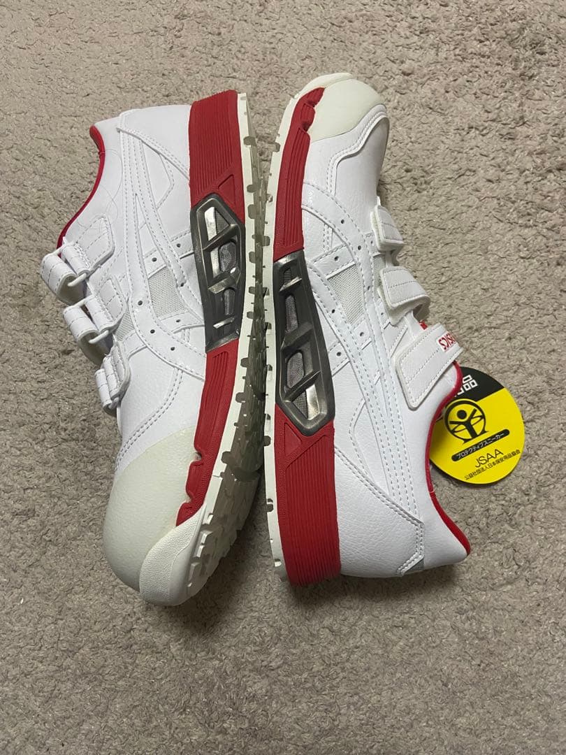 カブヌシASICS 安全靴 ホワイト/レッド JSAA規格