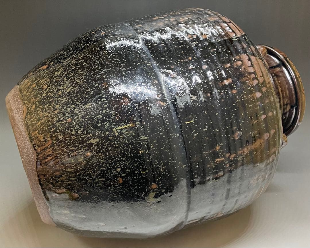 丹波焼　丹泉窯　四耳壺　葉茶壺　特大40cm 　e9033