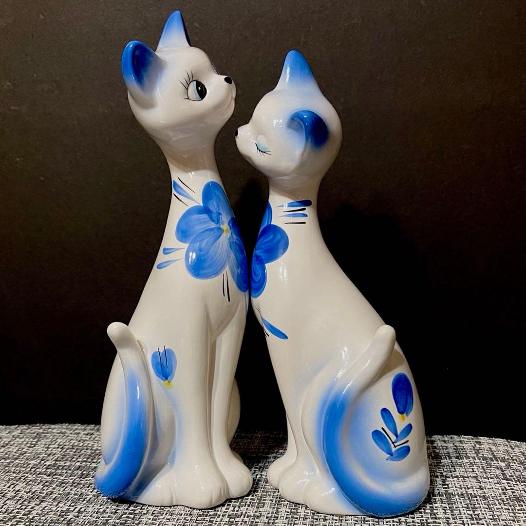 昭和レトロな猫の陶器製置物