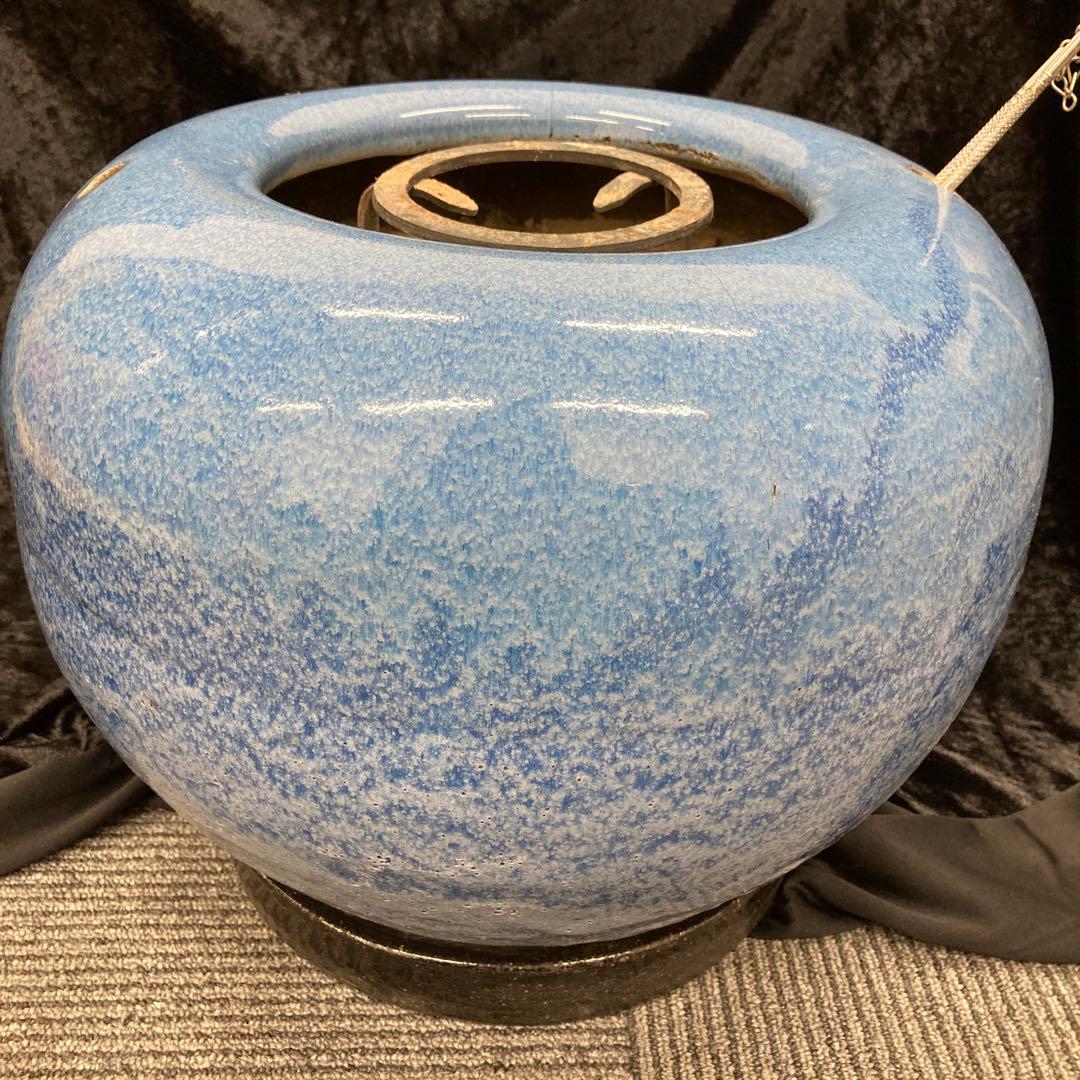 陶器 火鉢 五徳・火箸付き 直径約38cm 和風インテリア 古民家 古道具