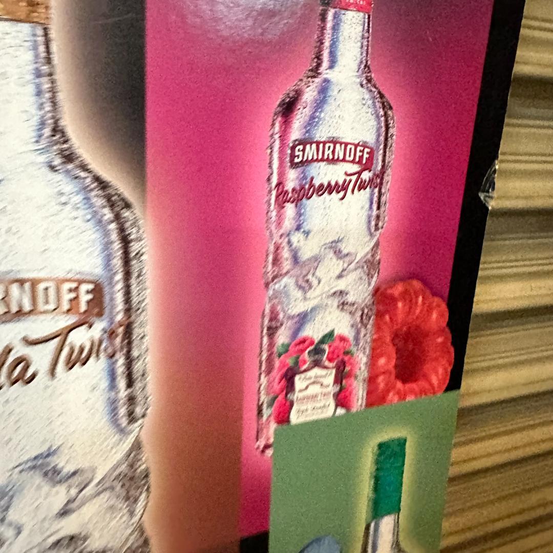 ヴィンテージ スミノフ ウォッカ 広告ポスター 木製手作りフレーム付