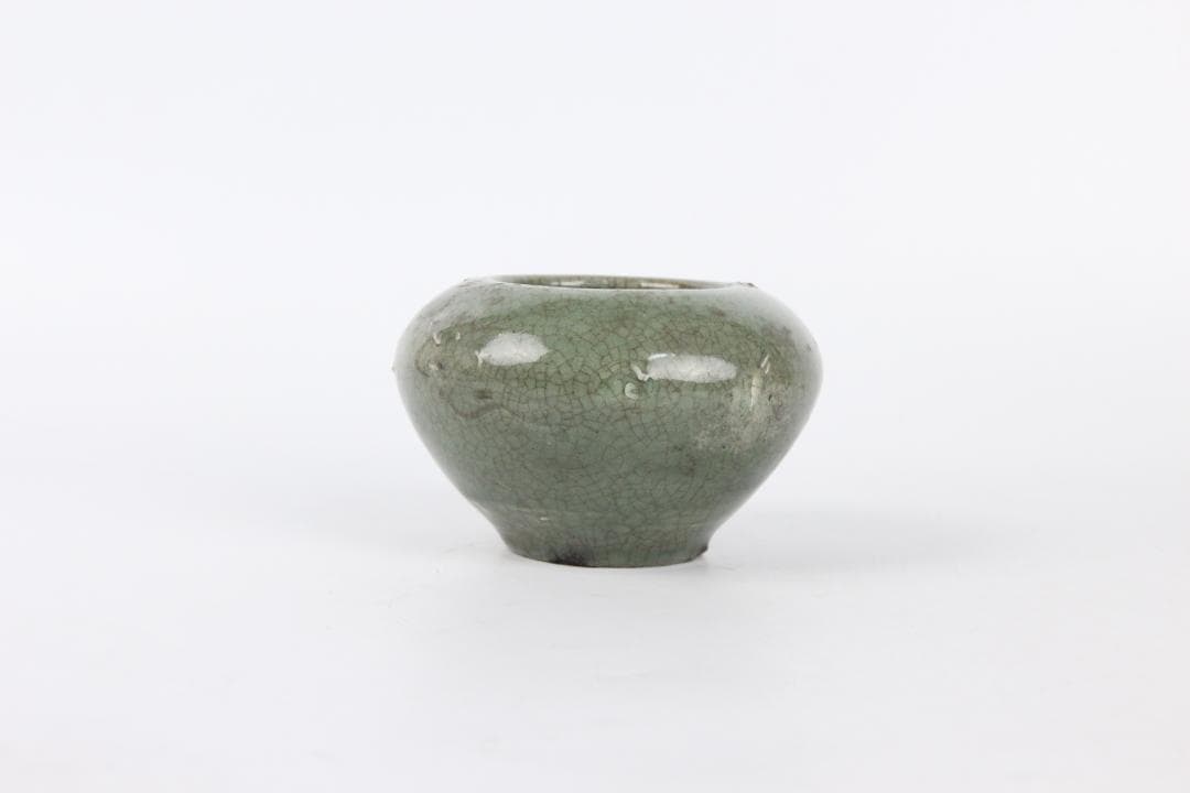 高麗時代後期（14世紀）青磁 象嵌 小壺　雲鶴文系　高麗青磁 FF01-09
