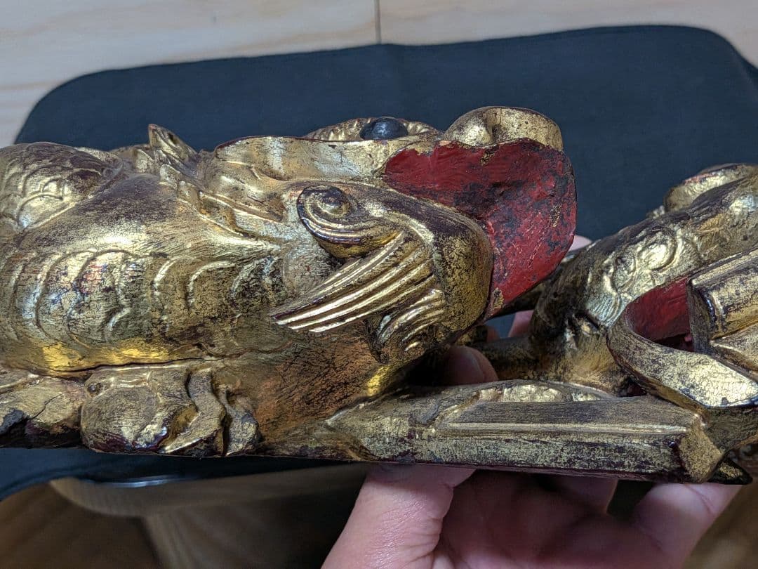 社寺 地車 龍 木製 残欠 約38cm