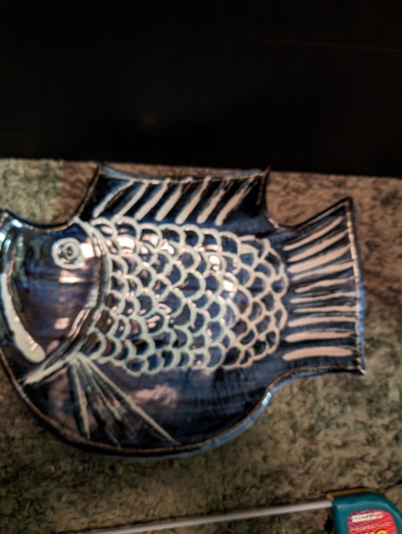 レトロ魚型、柄皿