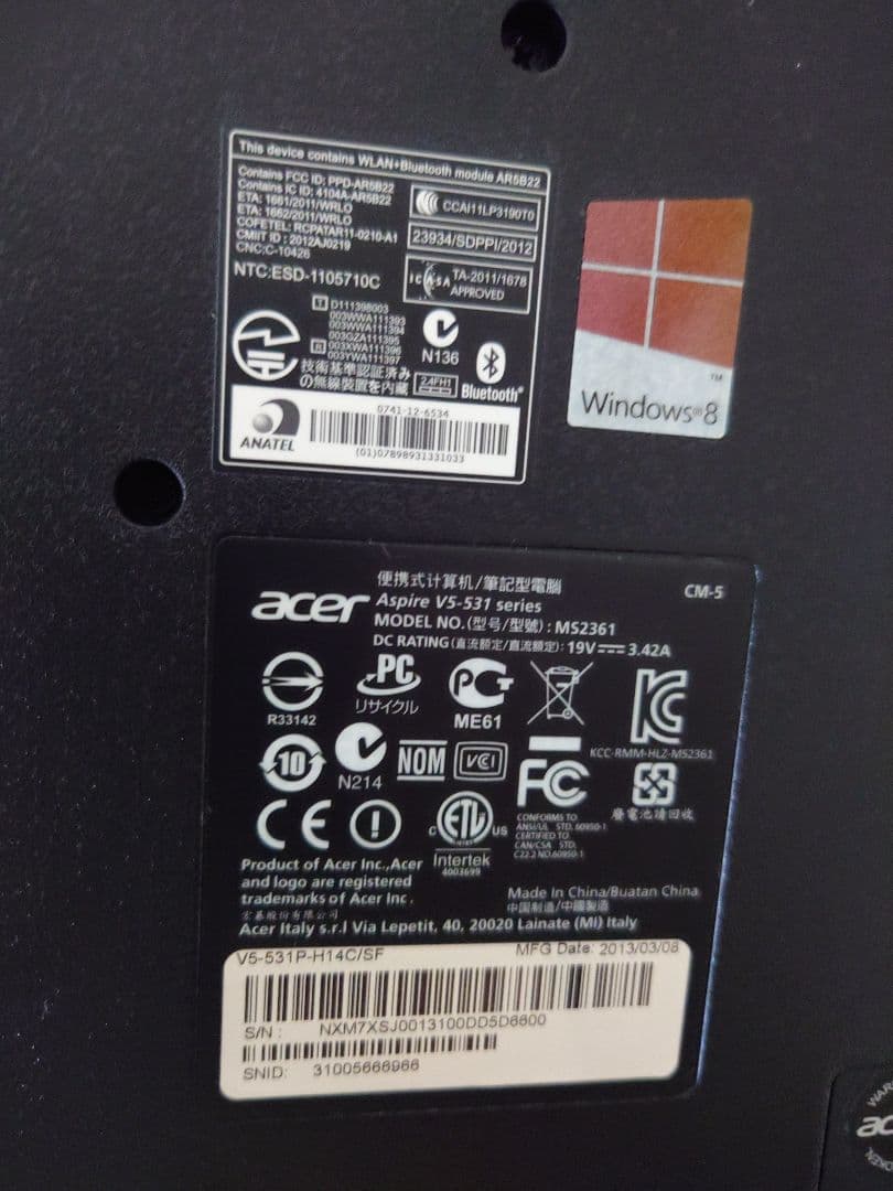 ★まさと★Acer Aspire V5-531 ノートPC