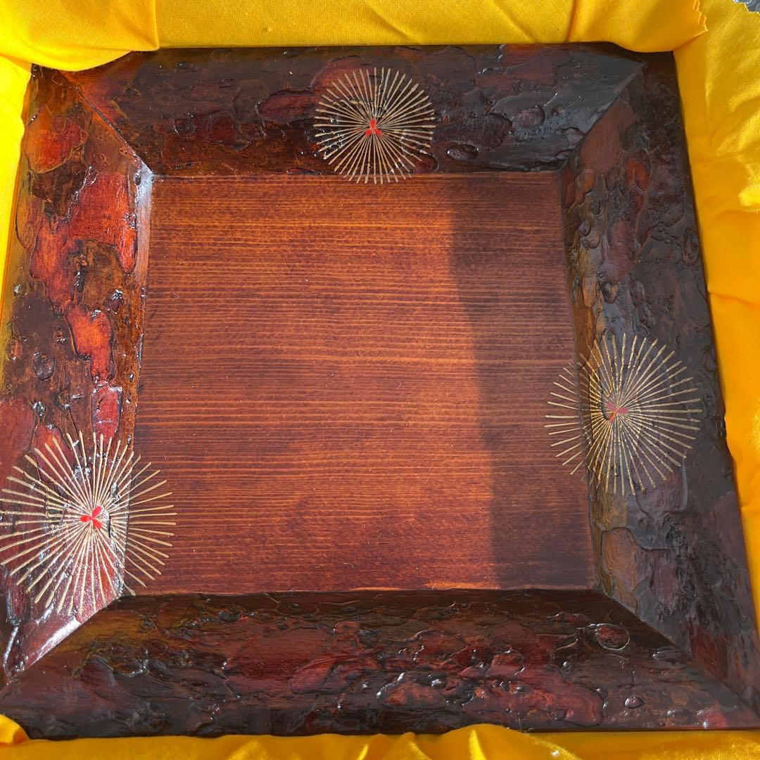 茶道具　面松皮　唐松四方盆　鵬雲斎好写し　峰春作　新品