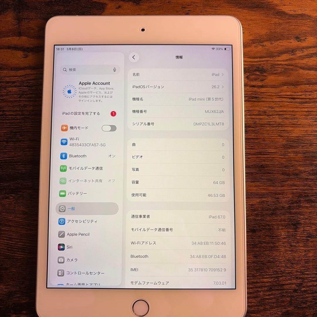 iPad mini5 64GB Wi-Fi　シルバー+ケース+ペンシル